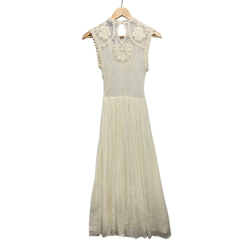 Zara ZW Collection Embroidered Combination Dress Ecru Lace‎ Midi Womens Medium - Picture 8 of 12